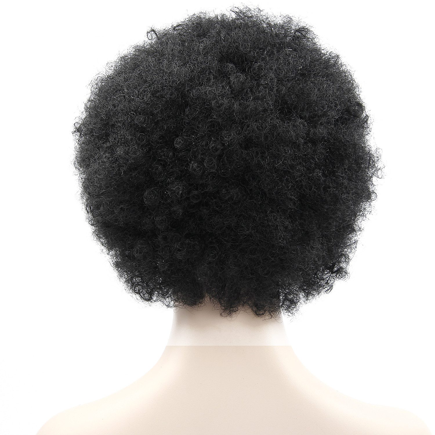 Black Short Kinky Curly Non-Lace Synthetic Hair Wig