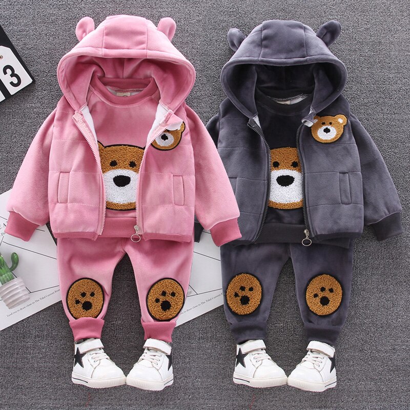 Baby's Cute Plush Vest, Sweatshirt and Pants 3 Pcs Set