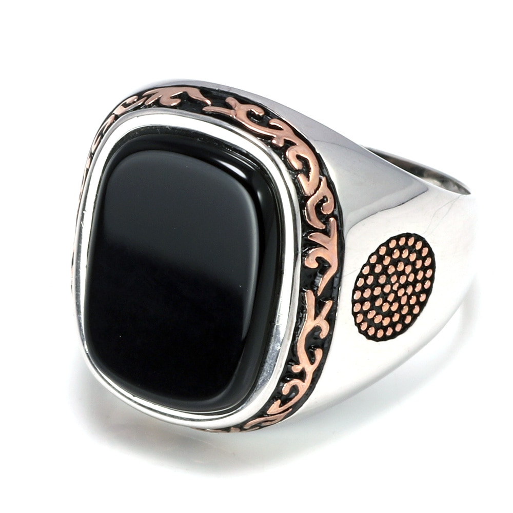 Men's Silver Ring with Agate Stone