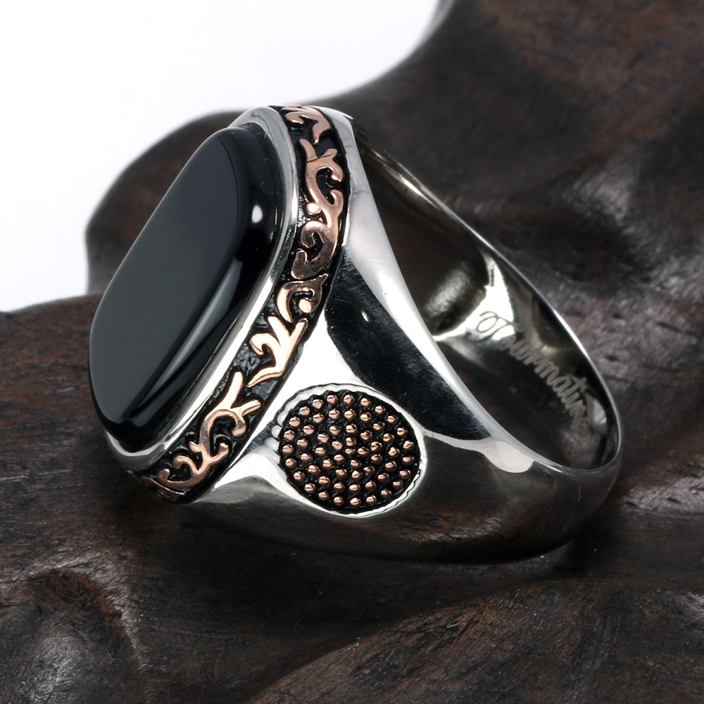 Men's Silver Ring with Agate Stone