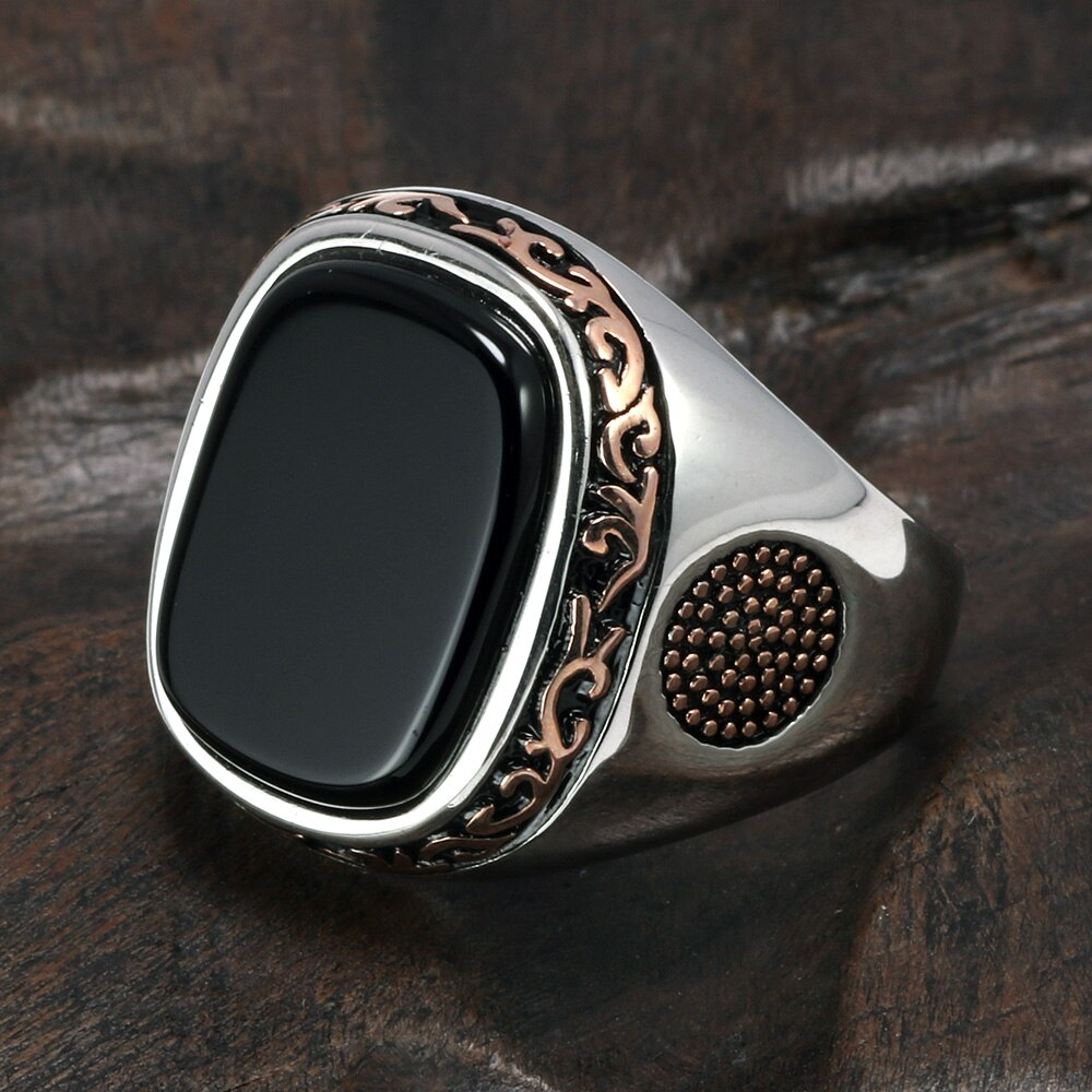 Men's Silver Ring with Agate Stone