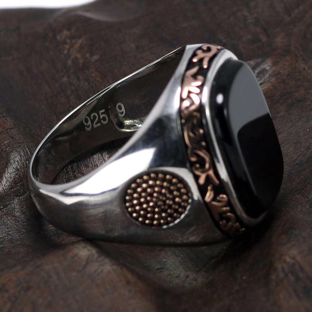 Men's Silver Ring with Agate Stone