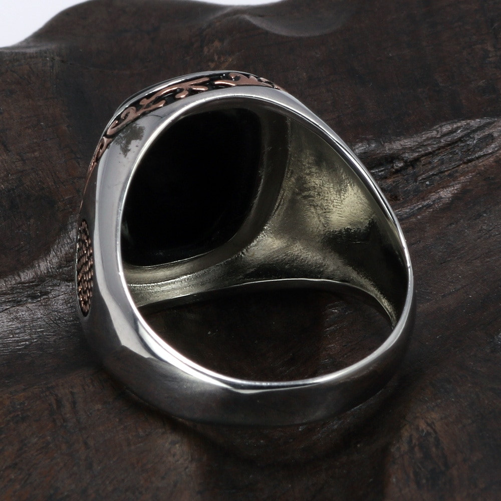 Men's Silver Ring with Agate Stone