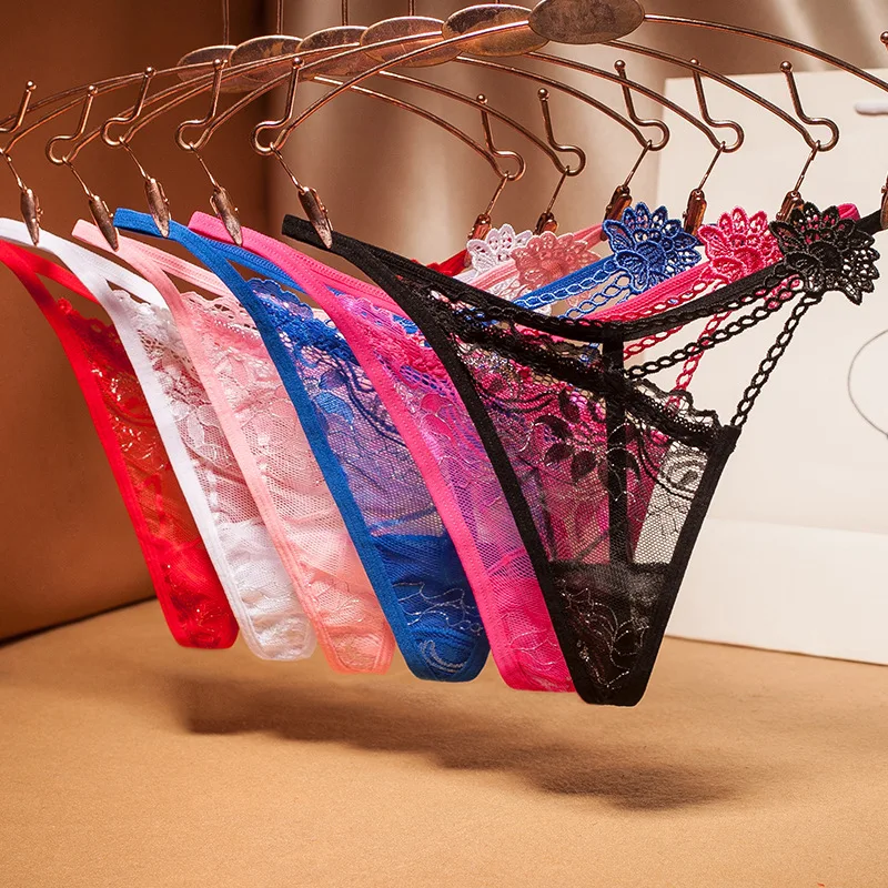 Women's Floral Embroidered Transparent Thongs